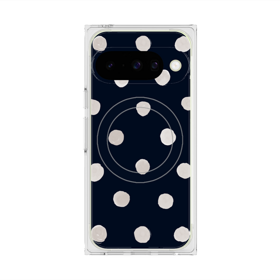プレミアムスクエアケース with Pixelsnap［ 水彩ドット・レトロカラー - Navy ］