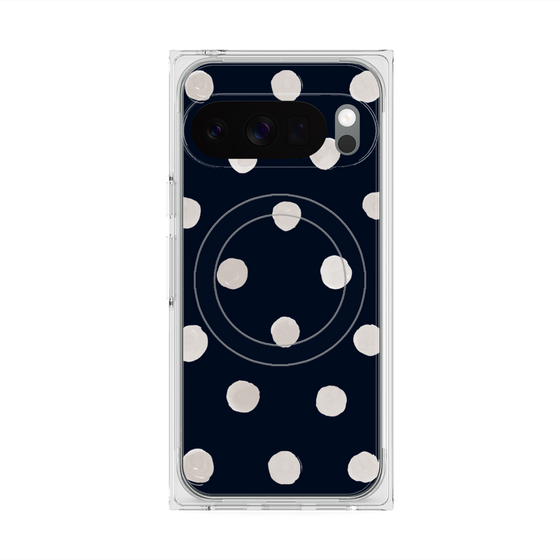 プレミアムスクエアケース with Pixelsnap［ 水彩ドット・レトロカラー - Navy ］