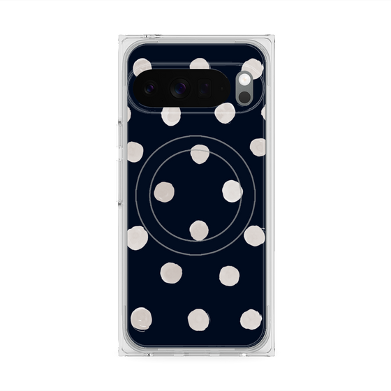 プレミアムスクエアケース with Pixelsnap［ 水彩ドット・レトロカラー - Navy ］