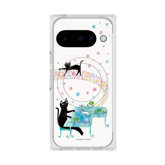 プレミアムスクエアケース with Pixelsnap［ おかべてつろう - 黒猫クロのとおりみち ］