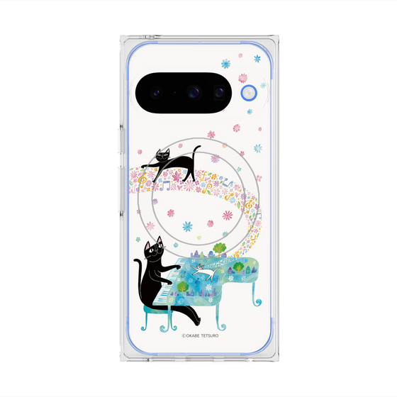 プレミアムスクエアケース with Pixelsnap［ おかべてつろう - 黒猫クロのとおりみち ］
