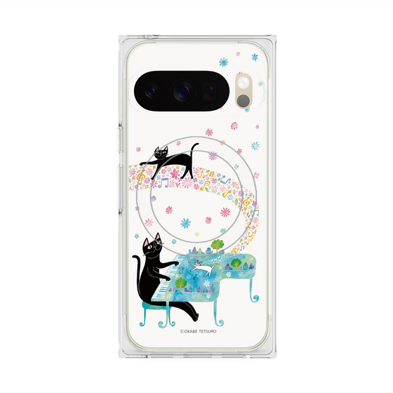プレミアムスクエアケース with Pixelsnap［ おかべてつろう - 黒猫クロのとおりみち ］