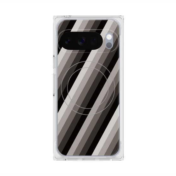 プレミアムスクエアケース with Pixelsnap［ Middle Stripe - Black ］