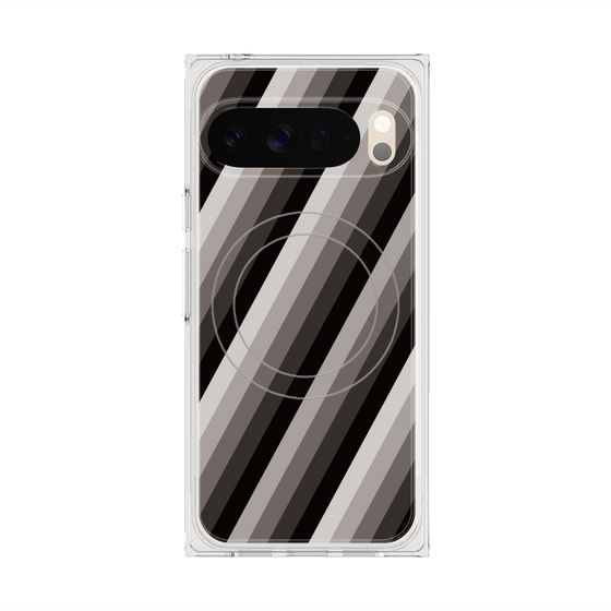 プレミアムスクエアケース with Pixelsnap［ Middle Stripe - Black ］