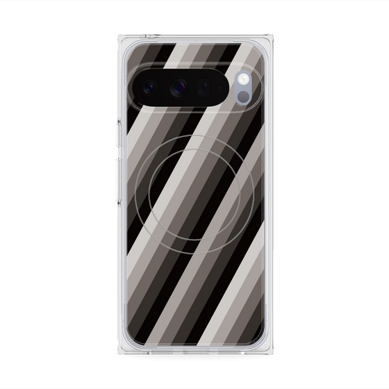 プレミアムスクエアケース with Pixelsnap［ Middle Stripe - Black ］