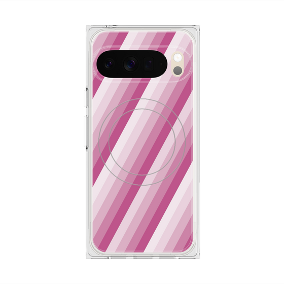 プレミアムスクエアケース with Pixelsnap［ Middle Stripe - Pink ］