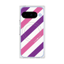 プレミアムスクエアケース with Pixelsnap［ Big Stripe - Purple × Pink ］