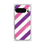 プレミアムスクエアケース with Pixelsnap［ Big Stripe - Purple × Pink ］