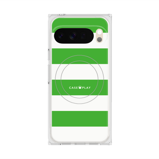 プレミアムスクエアケース with Pixelsnap［ Big Border - Green ］