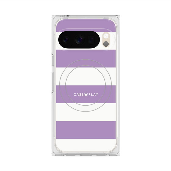 プレミアムスクエアケース with Pixelsnap［ Big Border - Purple ］