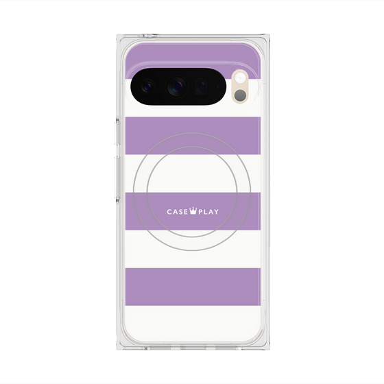 プレミアムスクエアケース with Pixelsnap［ Big Border - Purple ］