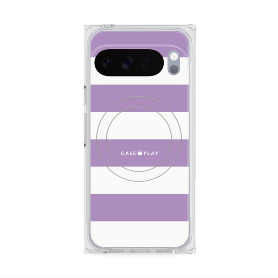 プレミアムスクエアケース with Pixelsnap［ Big Border - Purple ］