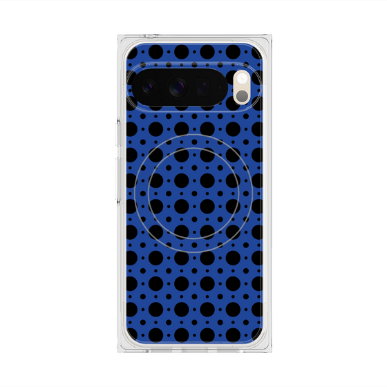 プレミアムスクエアケース with Pixelsnap［ Shower Dot - Blue ］
