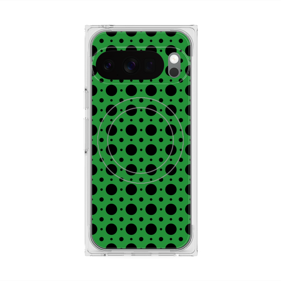プレミアムスクエアケース with Pixelsnap［ Shower Dot - Green ］