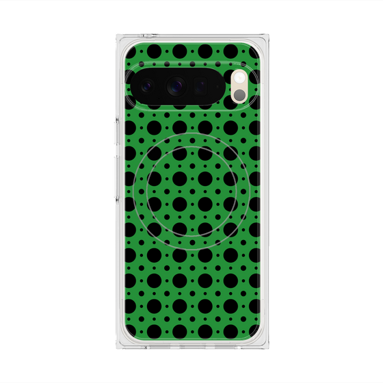 プレミアムスクエアケース with Pixelsnap［ Shower Dot - Green ］