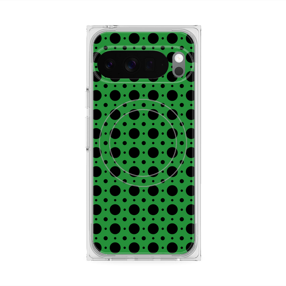 プレミアムスクエアケース with Pixelsnap［ Shower Dot - Green ］