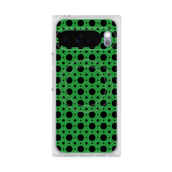 プレミアムスクエアケース with Pixelsnap［ Shower Dot - Green ］
