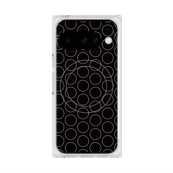 プレミアムスクエアケース with Pixelsnap［ Dot Circle - Black ］