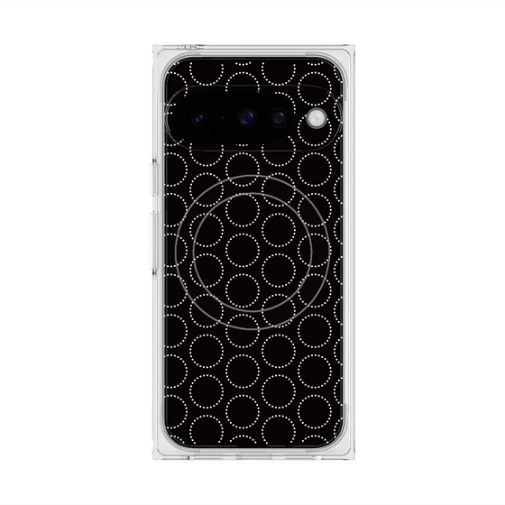 プレミアムスクエアケース with Pixelsnap［ Dot Circle - Black ］