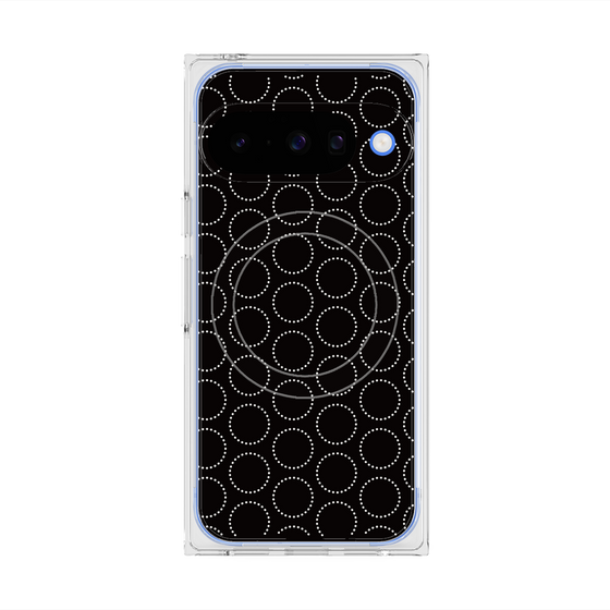 プレミアムスクエアケース with Pixelsnap［ Dot Circle - Black ］