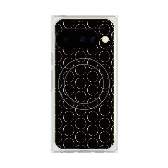 プレミアムスクエアケース with Pixelsnap［ Dot Circle - Black ］