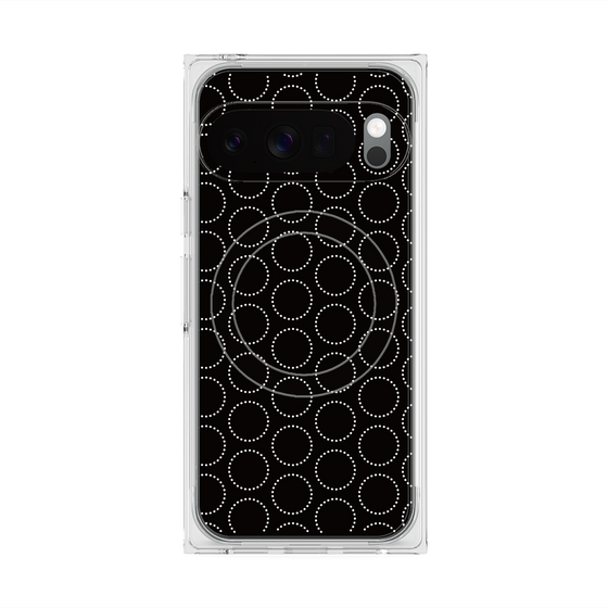 プレミアムスクエアケース with Pixelsnap［ Dot Circle - Black ］