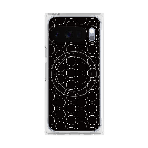 プレミアムスクエアケース with Pixelsnap［ Dot Circle - Black ］