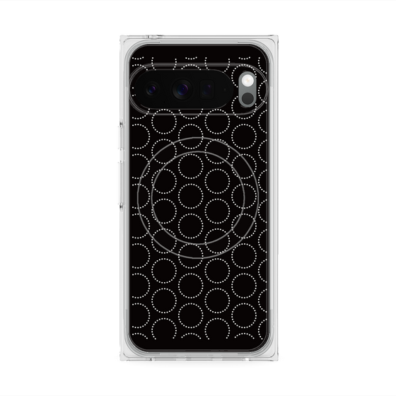 プレミアムスクエアケース with Pixelsnap［ Dot Circle - Black ］