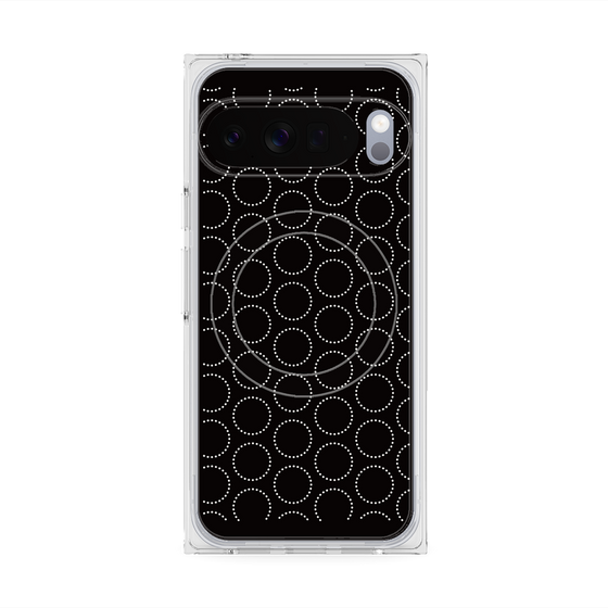 プレミアムスクエアケース with Pixelsnap［ Dot Circle - Black ］