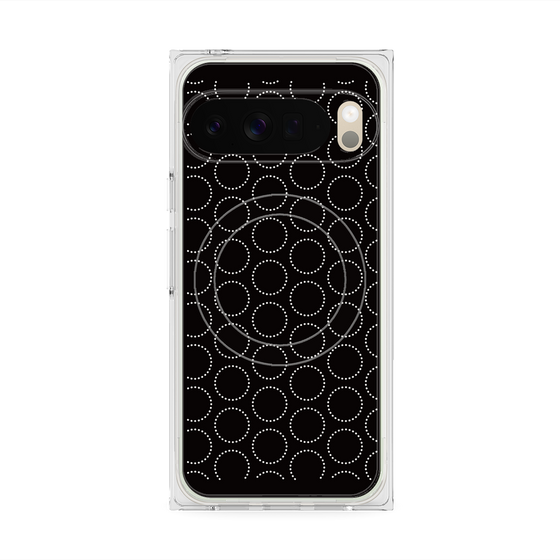 プレミアムスクエアケース with Pixelsnap［ Dot Circle - Black ］