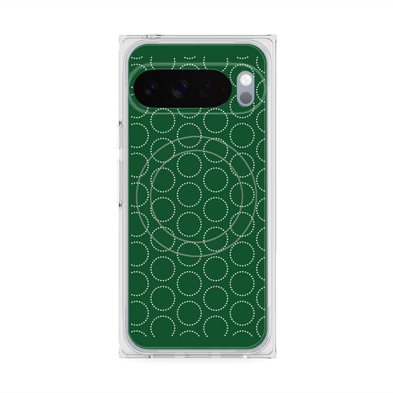 プレミアムスクエアケース with Pixelsnap［ Dot Circle - Green ］