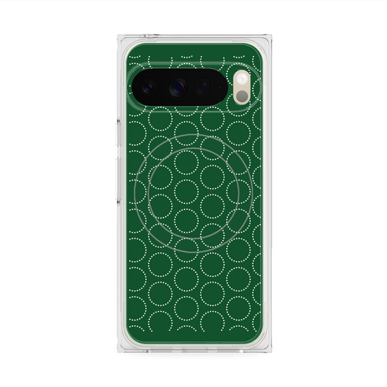 プレミアムスクエアケース with Pixelsnap［ Dot Circle - Green ］