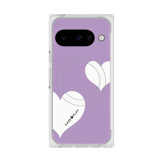 プレミアムスクエアケース with Pixelsnap［ Two Hearts - Purple ］