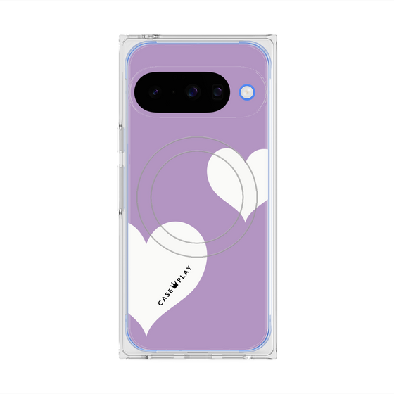 プレミアムスクエアケース with Pixelsnap［ Two Hearts - Purple ］