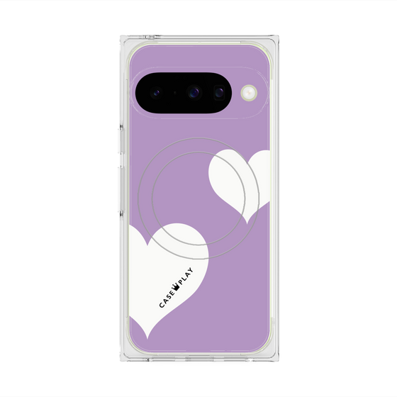 プレミアムスクエアケース with Pixelsnap［ Two Hearts - Purple ］