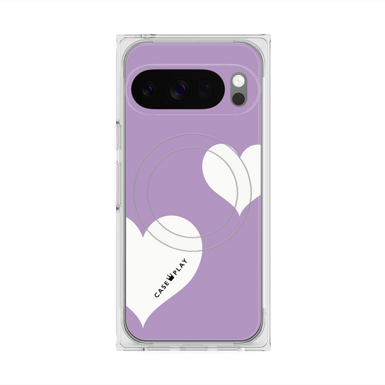 プレミアムスクエアケース with Pixelsnap［ Two Hearts - Purple ］