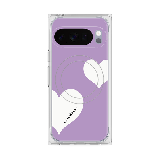 プレミアムスクエアケース with Pixelsnap［ Two Hearts - Purple ］