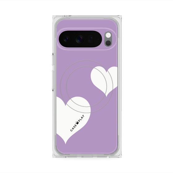 プレミアムスクエアケース with Pixelsnap［ Two Hearts - Purple ］