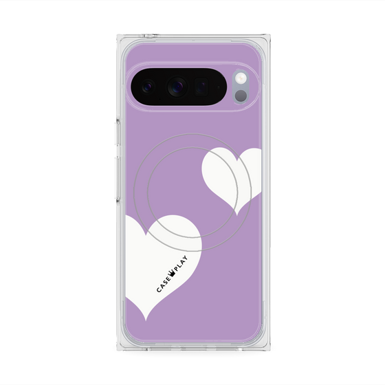プレミアムスクエアケース with Pixelsnap［ Two Hearts - Purple ］