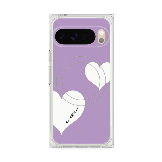 プレミアムスクエアケース with Pixelsnap［ Two Hearts - Purple ］