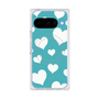 プレミアムスクエアケース with Pixelsnap［ Dot Hearts - Blue ］