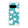 プレミアムスクエアケース with Pixelsnap［ Dot Hearts - Blue ］