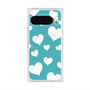 プレミアムスクエアケース with Pixelsnap［ Dot Hearts - Blue ］