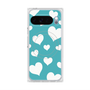 プレミアムスクエアケース with Pixelsnap［ Dot Hearts - Blue ］