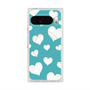 プレミアムスクエアケース with Pixelsnap［ Dot Hearts - Blue ］