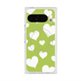 プレミアムスクエアケース with Pixelsnap［ Dot Hearts - Green ］