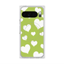 プレミアムスクエアケース with Pixelsnap［ Dot Hearts - Green ］
