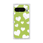 プレミアムスクエアケース with Pixelsnap［ Dot Hearts - Green ］