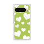 プレミアムスクエアケース with Pixelsnap［ Dot Hearts - Green ］