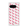 プレミアムスクエアケース with Pixelsnap［ Stripe Hearts - Pink ］